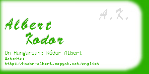 albert kodor business card